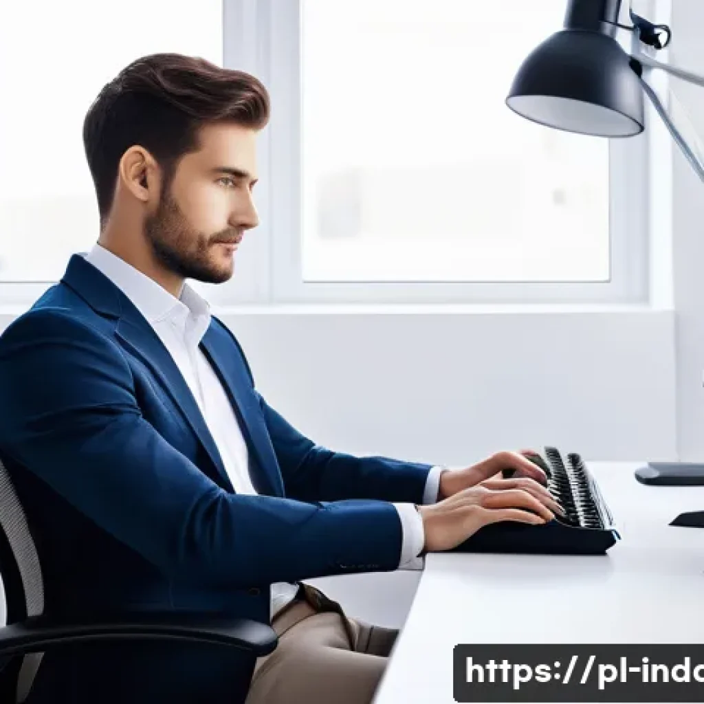 산업재해 사고 유형별 사례 연구 - **Prompt 1: Ergonomic Office Setup with Focused Worker**
A clear, brightly lit image of a modern...