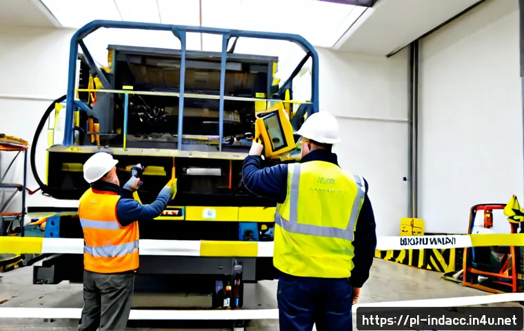 산업재해 현장 조사에서 피해야 할 실수 - Photorealistic industrial accident site investigation in a modern Polish manufacturing workshop, a s...